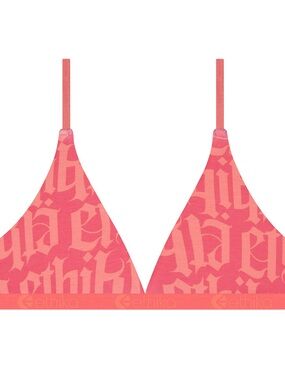 ethika "Embigram" Coral Pink Logo Triangle Bralette Size L